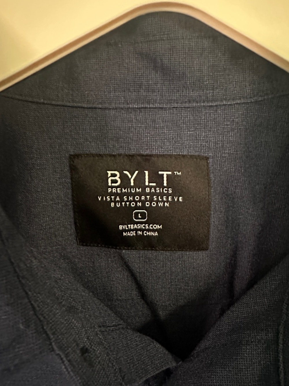 BYLT Men’s Short Sleeve Button-Down Shirt in Deep Navy - Picture 2 of 2